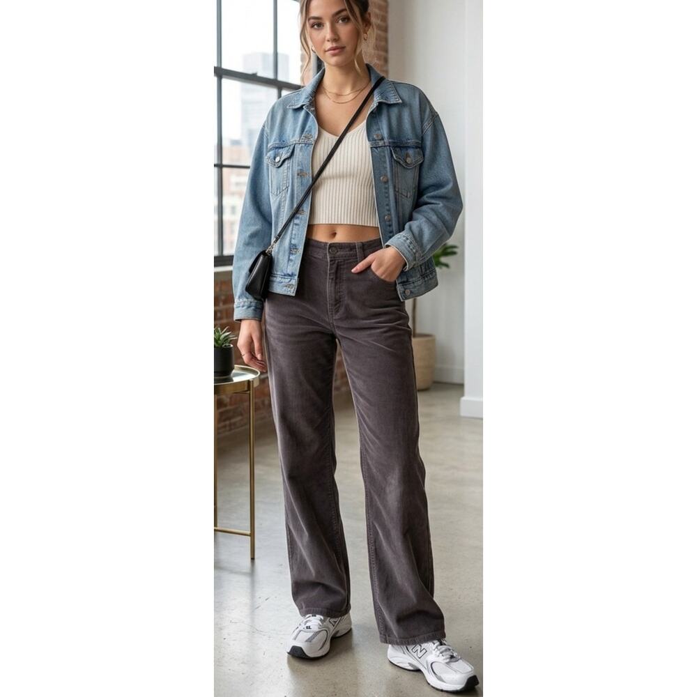 Vintage Y2K Merona Low Waisted Rustic Style Gray Corduroy Boot Cut Trousers